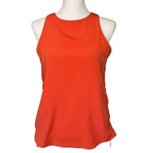 Lauren Ralph Lauren Vibrant Orange Silky Lined Tank Top Fun Side Laces 4 Petite